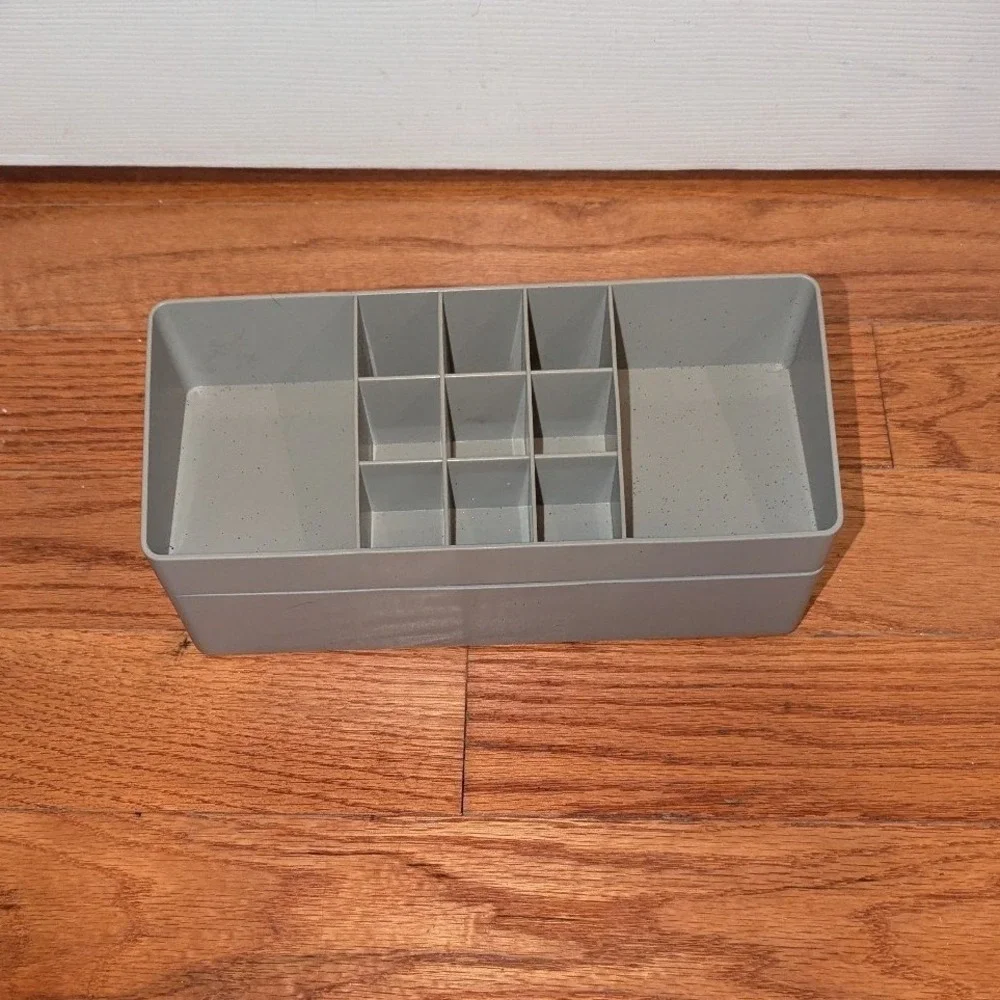 Room Essentials Grey Heavy Plastic Make Up Toiletries Caddy Stackable Organizers
